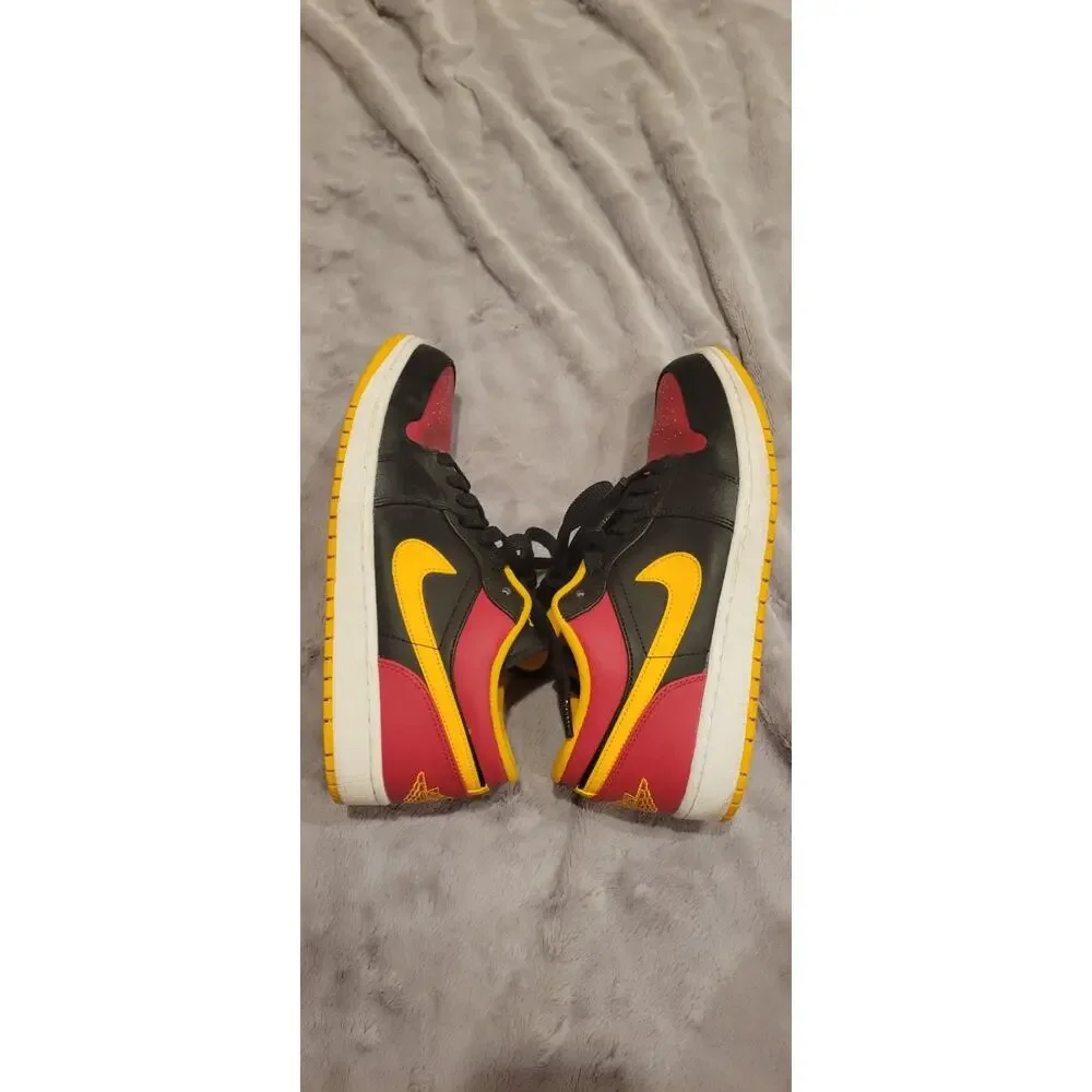 Nike Air Jordan 1 Low Bred Black-University Gold-Gym Red 553558-035 Men 11 w/box